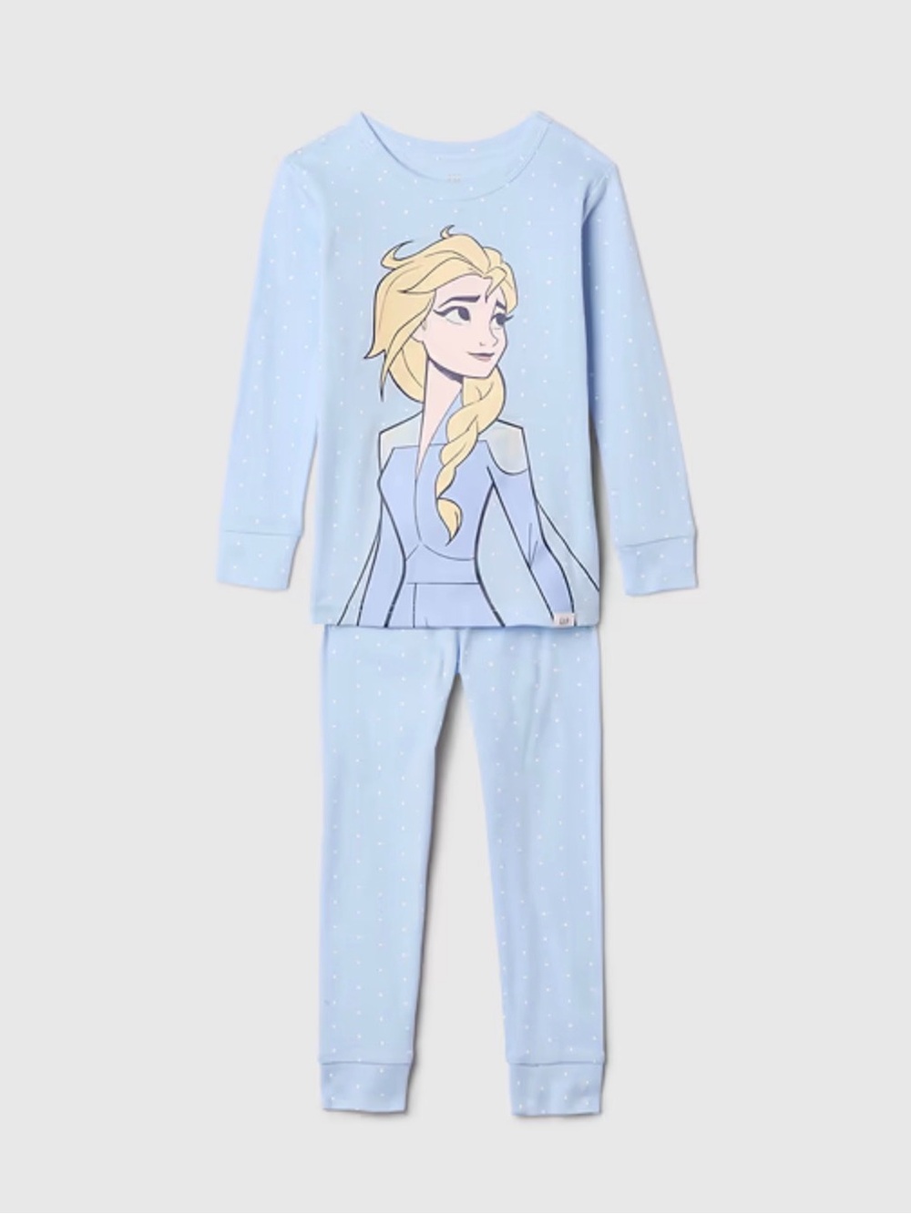 Disney Frozen Elsa Girls Pajamas Light Blue Organic Cotton 2-Piece Long Set NEW